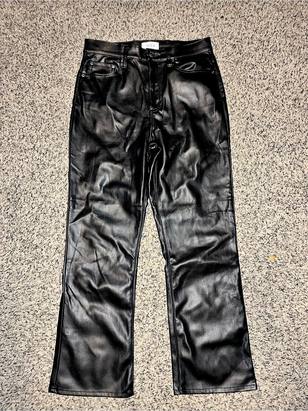 Black Faux Leather Wide Leg Pants